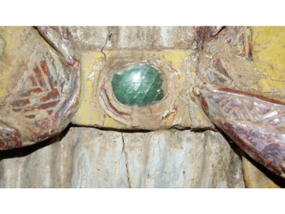 Statue religieuse en bois polychrome et toile empesée